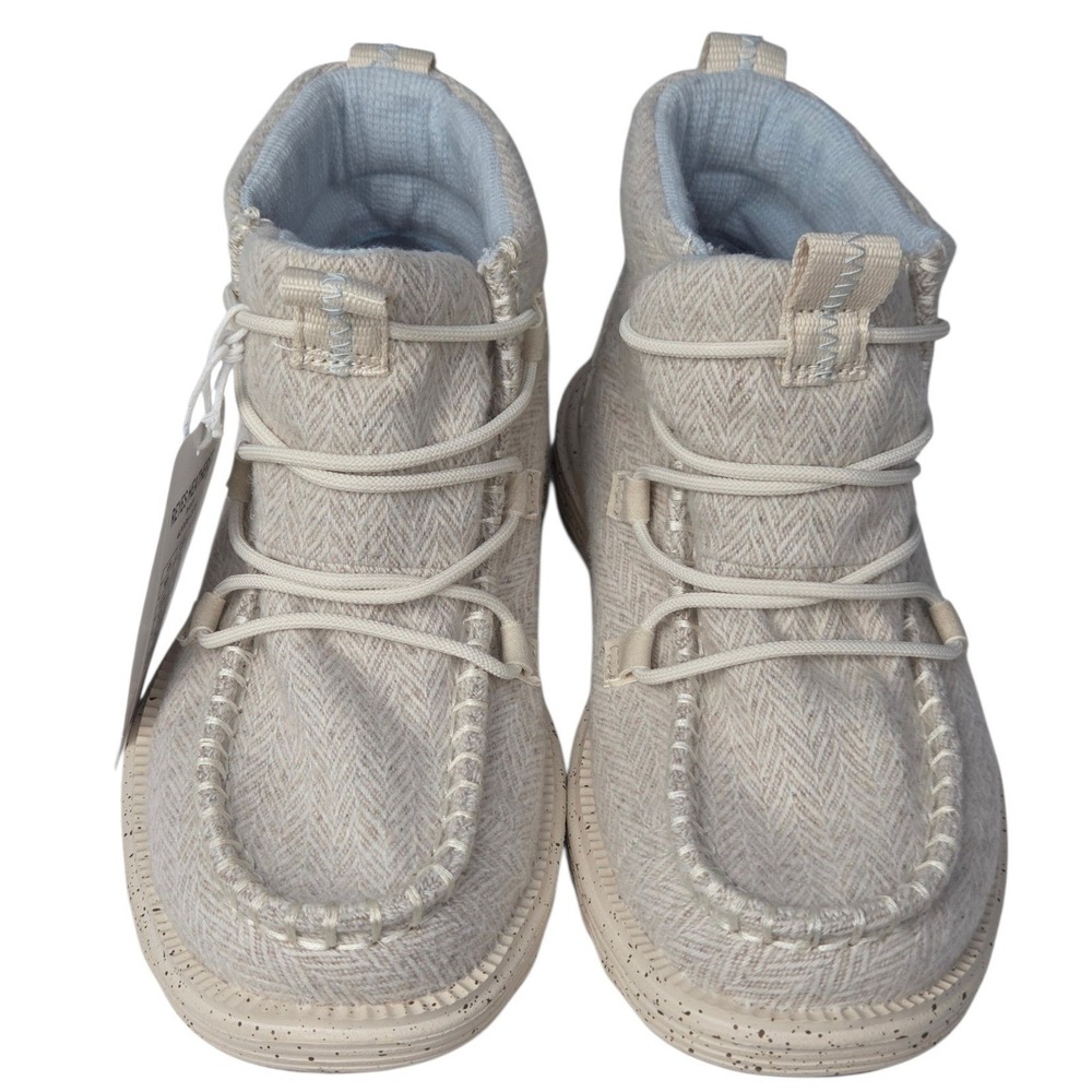 Hey Dude Reyes Heathered Ankle Boots Women 8 Ivory Herringbone Slip On Shoes NEW - Picture 4 of 10